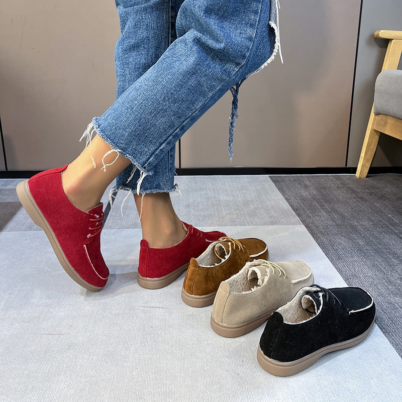 Mocasines planos con cordones para mujer