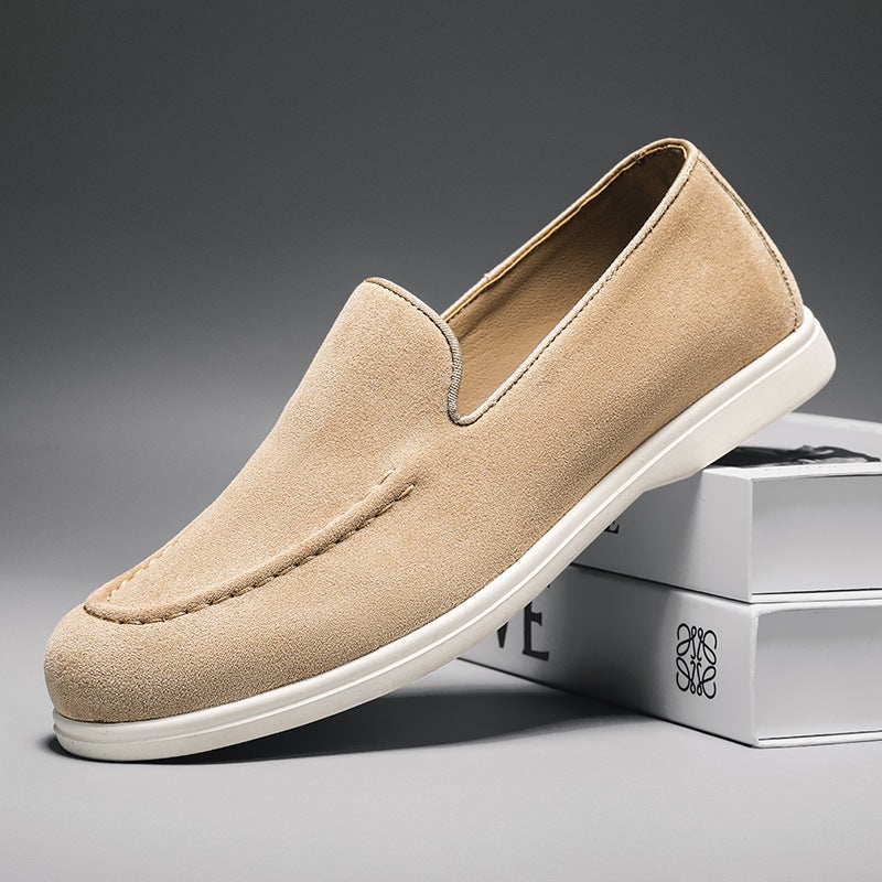 Mocasines sin cordones hombre con suela blanca, color beige, foto 10