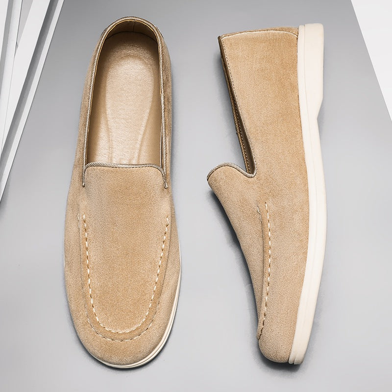 Mocasines sin cordones hombre con suela blanca, color beige, foto 12