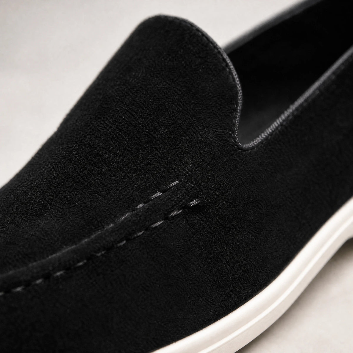 Mocasines sin cordones hombre con suela blanca, color beige, foto 2 Imagen