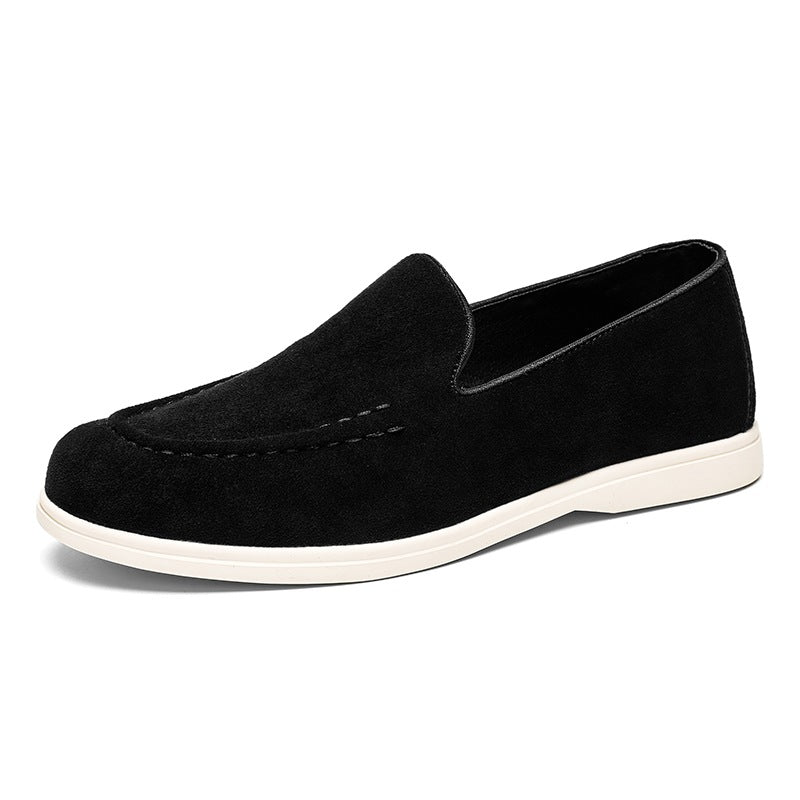 Mocasines sin cordones hombre con suela blanca, color negro, foto 5