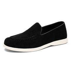 Mocasines sin cordones hombre suela blanca minimalista, Negro