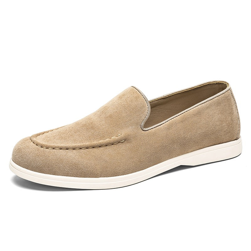 Mocasines sin cordones hombre con suela blanca, color beige, foto 6