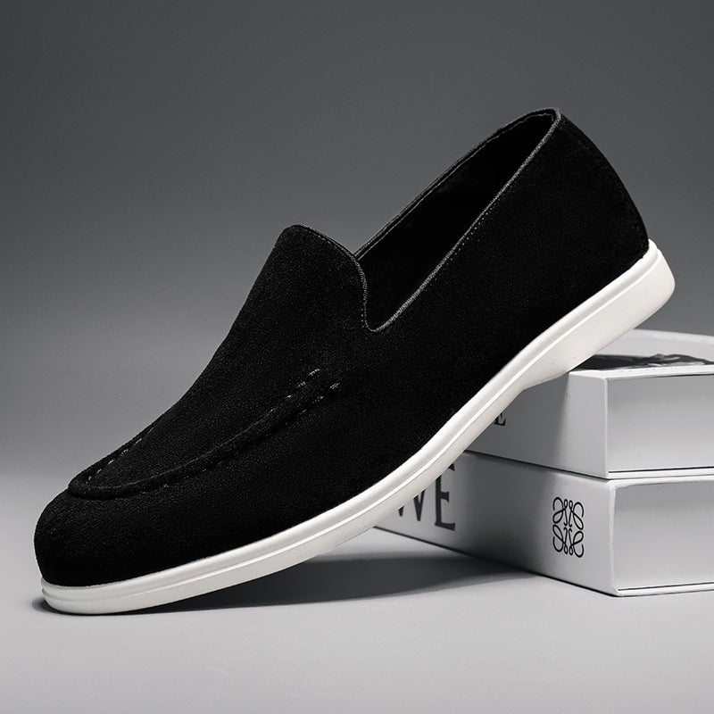 Mocasines sin cordones hombre con suela blanca, color negro, foto 7