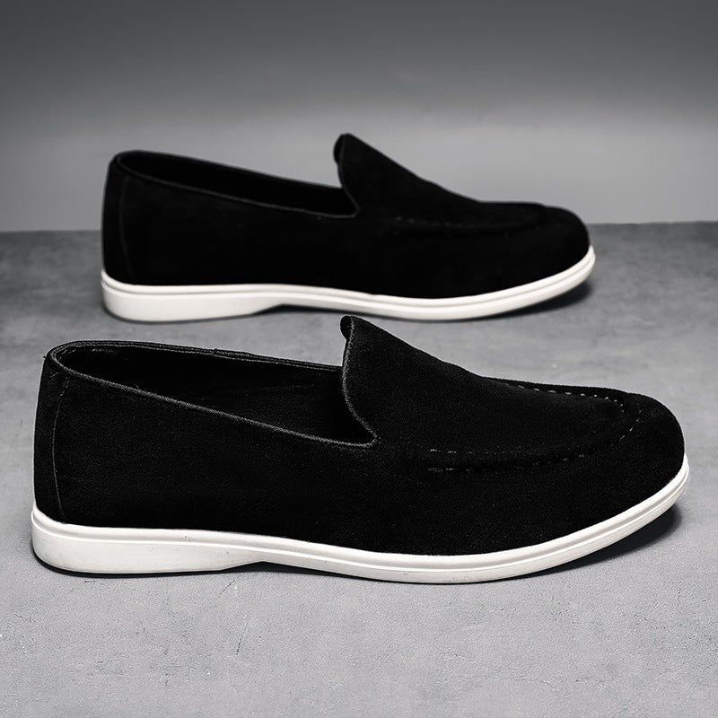 Mocasines sin cordones hombre con suela blanca, color beige, foto 8