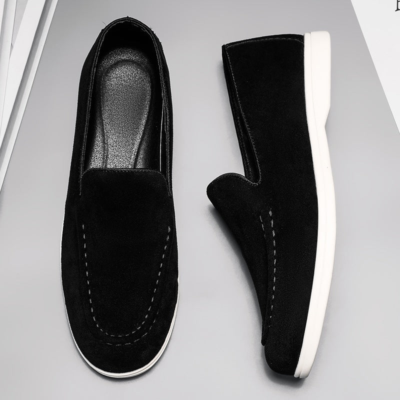Mocasines sin cordones hombre con suela blanca, color negro, foto 9