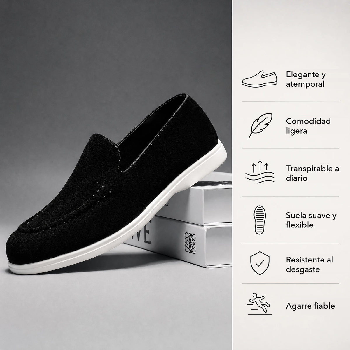 Mocasines sin cordones hombre con suela blanca, color beige, foto 4 Imagen