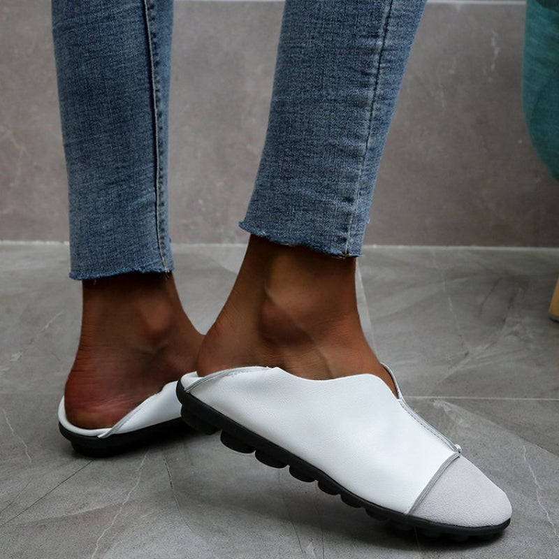 Mocasines suaves de punta redonda para mujer