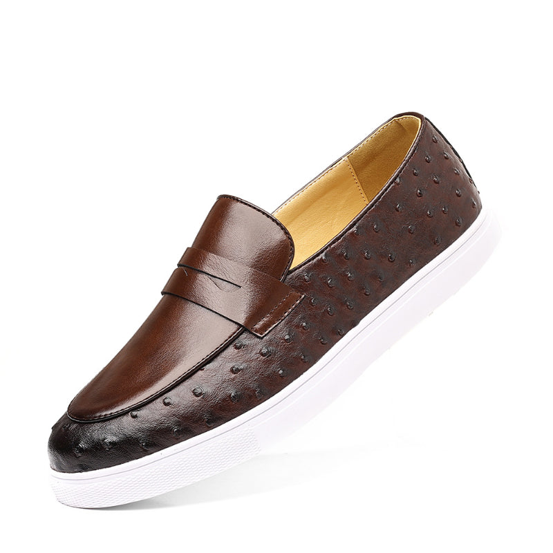Mocasines de suela blanca para hombre, vista trasera