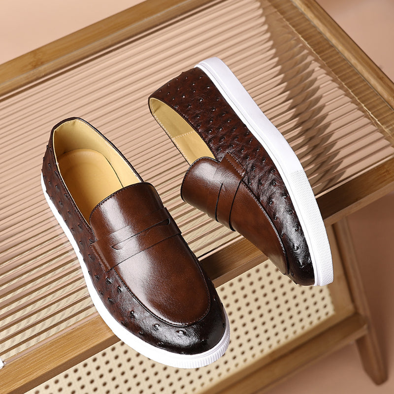 Par de mocasines slip-on efecto avestruz