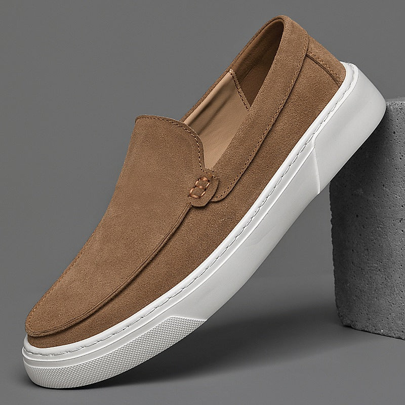 Mocasín de suela gruesa de ante para hombre camel, imagen de conjunto