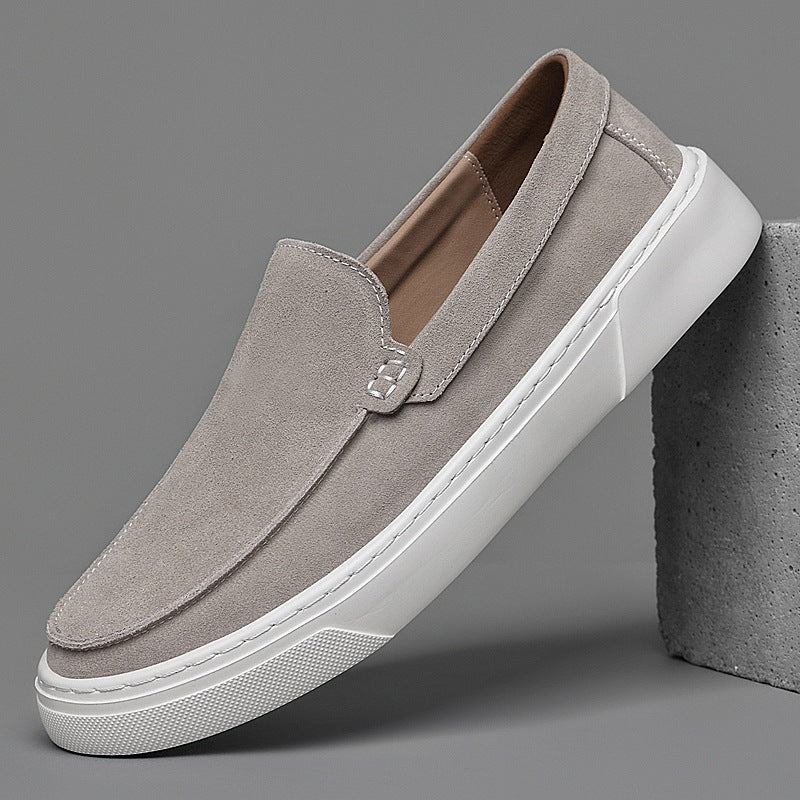 Mocasín de suela gruesa de ante para hombre gris oscuro, par completo