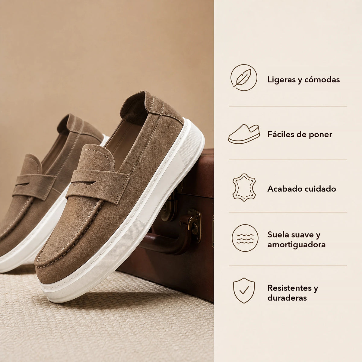 Detalle del pasador del mocasín de piel Imagen