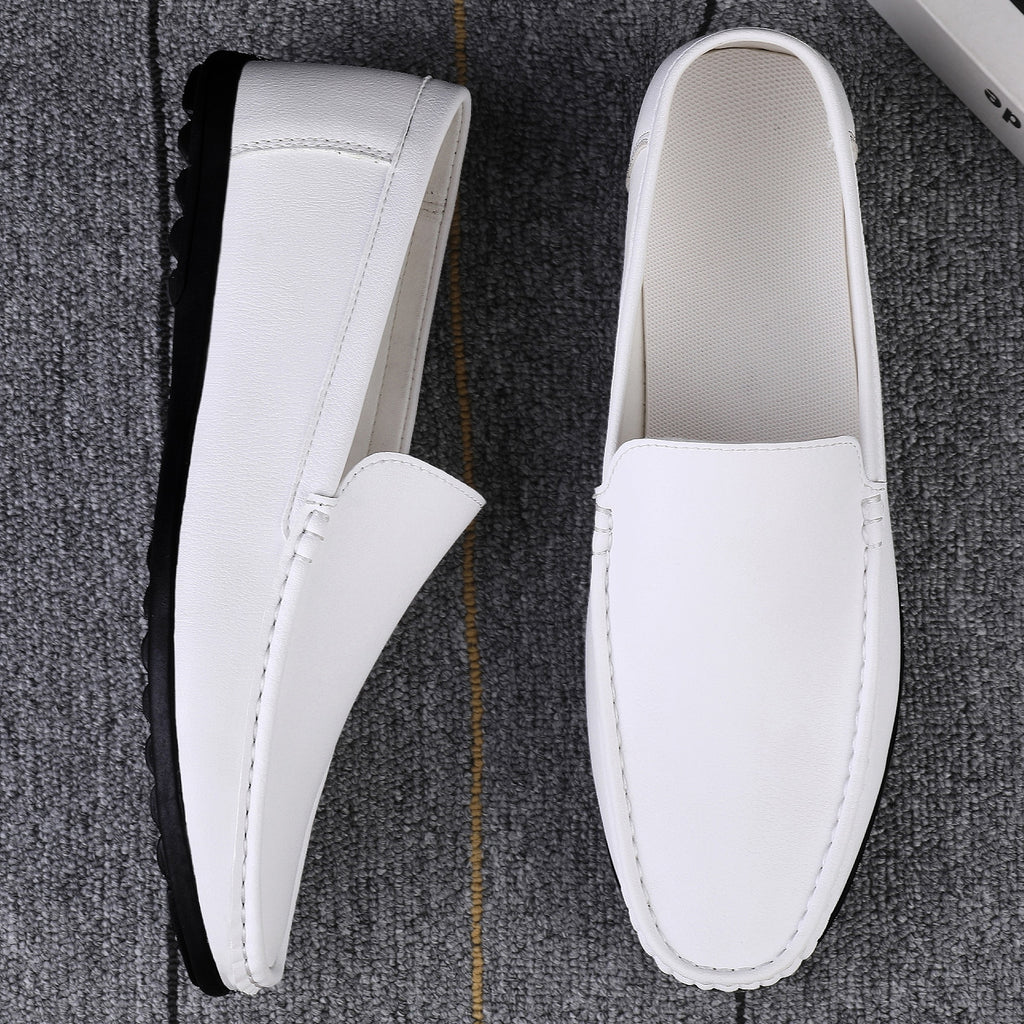 mocasín de cuero blanco para hombre