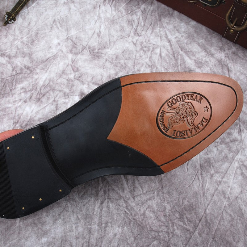 Mocasines con borla de cuero genuino marrón para hombres