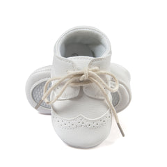 Mocasines con cordones y suela flexible para bebé niño, Blanco
