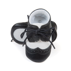 Mocasines con cordones y suela flexible para bebé niño, Negro