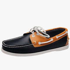 Mocasines náuticos de piel sintética con cordones para hombre, Camel