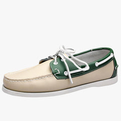 Mocasines náuticos de piel sintética con cordones para hombre, Verde
