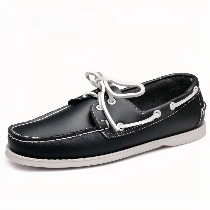 Mocasines náuticos con cordones de piel auténtica para hombre
