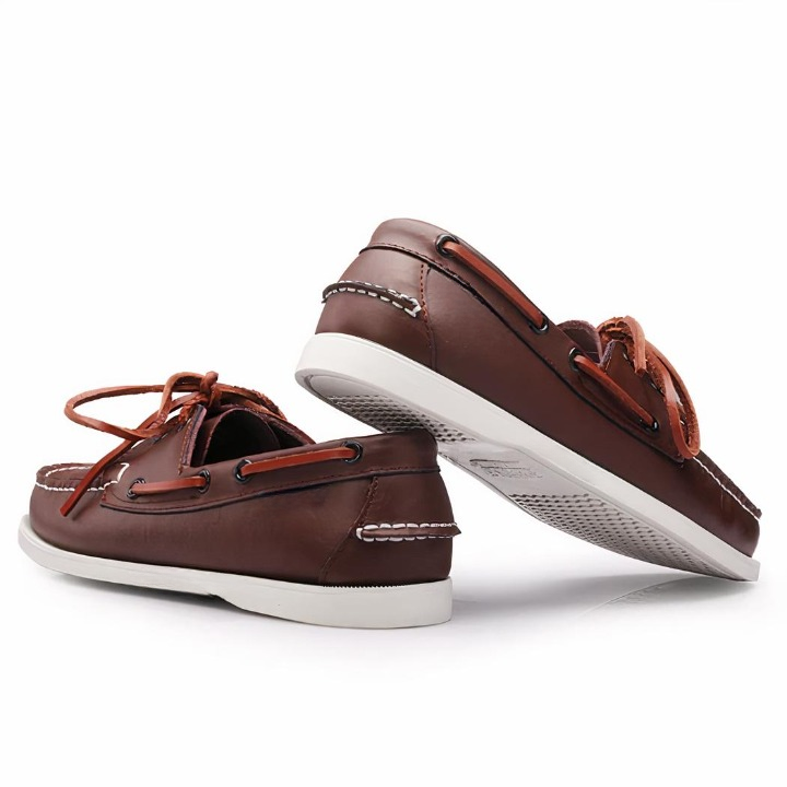 Mocasines náuticos con cordones de piel auténtica para hombre