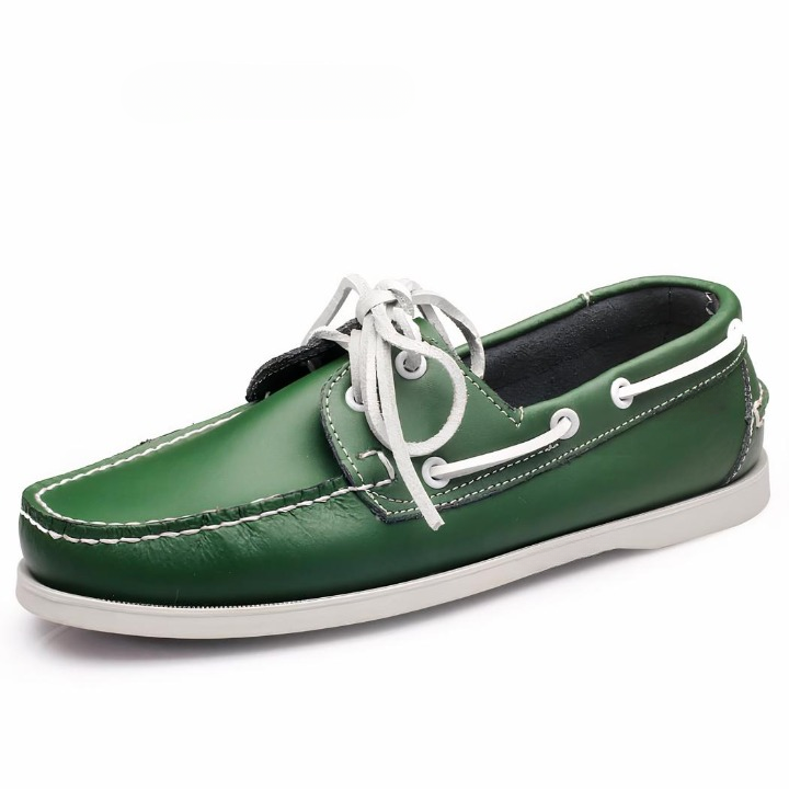 Mocasines náuticos con cordones de piel auténtica para hombre