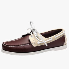 Mocasines náuticos de piel sintética con cordones para hombre, Marrón
