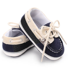 Mocasines náuticos bicolor con cordones para bebé niño, Azul