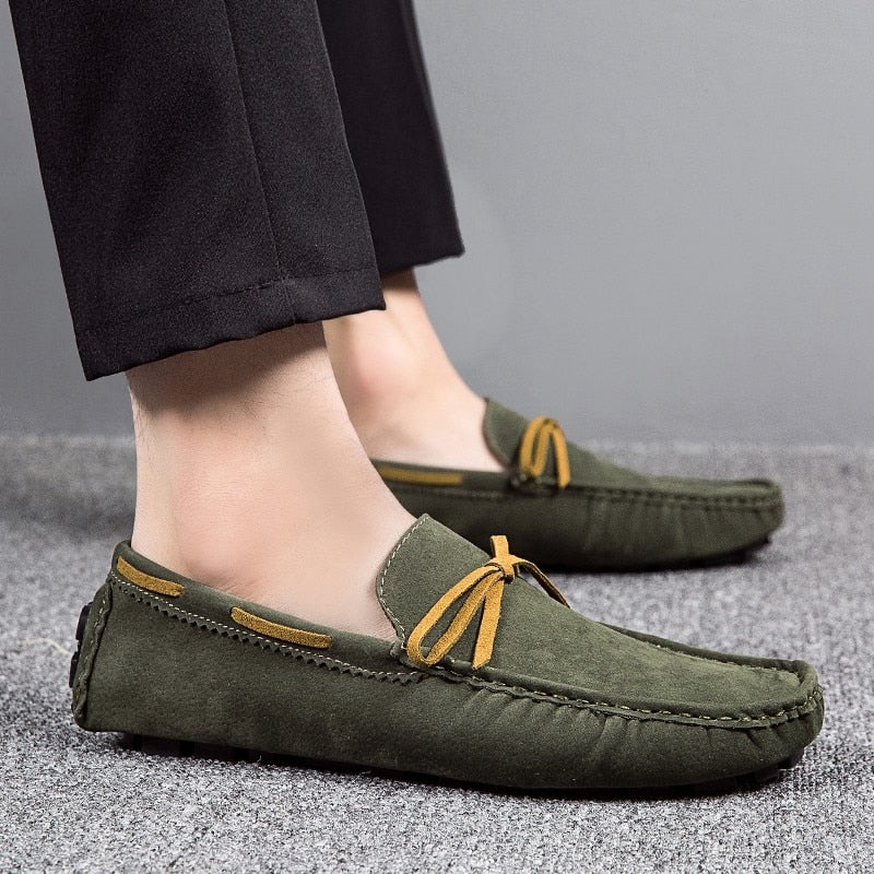 Mocasines náuticos clásicos efecto ante sin cordones para hombre