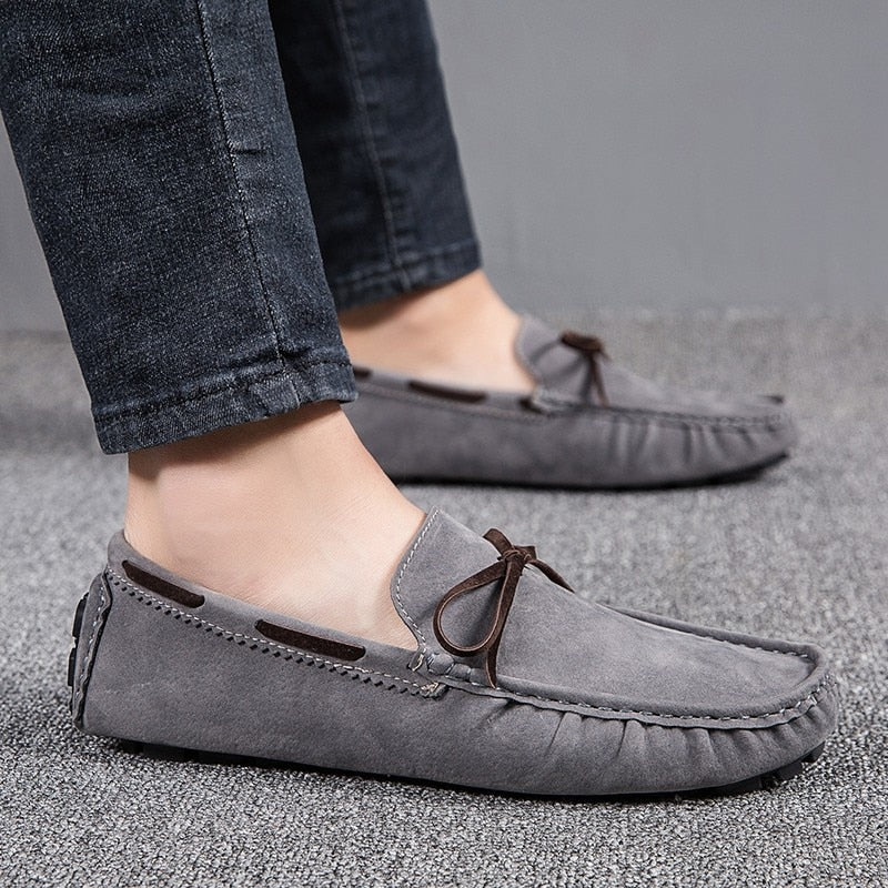 Mocasines náuticos clásicos efecto ante sin cordones para hombre