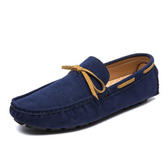 Mocasines náuticos clásicos efecto ante sin cordones para hombre, Azul