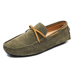 Mocasines náuticos clásicos efecto ante sin cordones para hombre, Verde