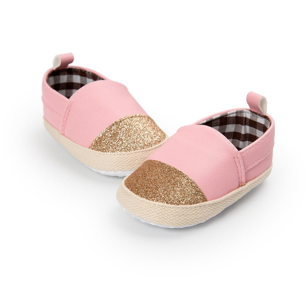 Mocasines bicolores brillantes para bebé niña