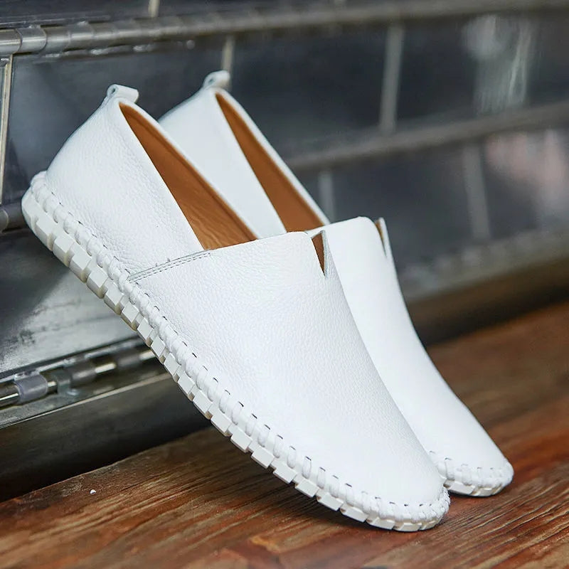 Mocasines blancos informales efecto piel para hombre