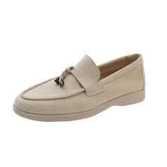 Mocasines clásicos con borlas y gamuza sintética para mujer, Beige