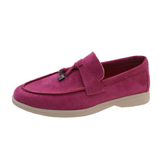 Mocasines clásicos con borlas y gamuza sintética para mujer, Rojo