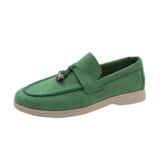 Mocasines clásicos con borlas y gamuza sintética para mujer, Verde
