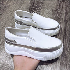 Mocasines bicolores con plataforma para mujer, Blanco