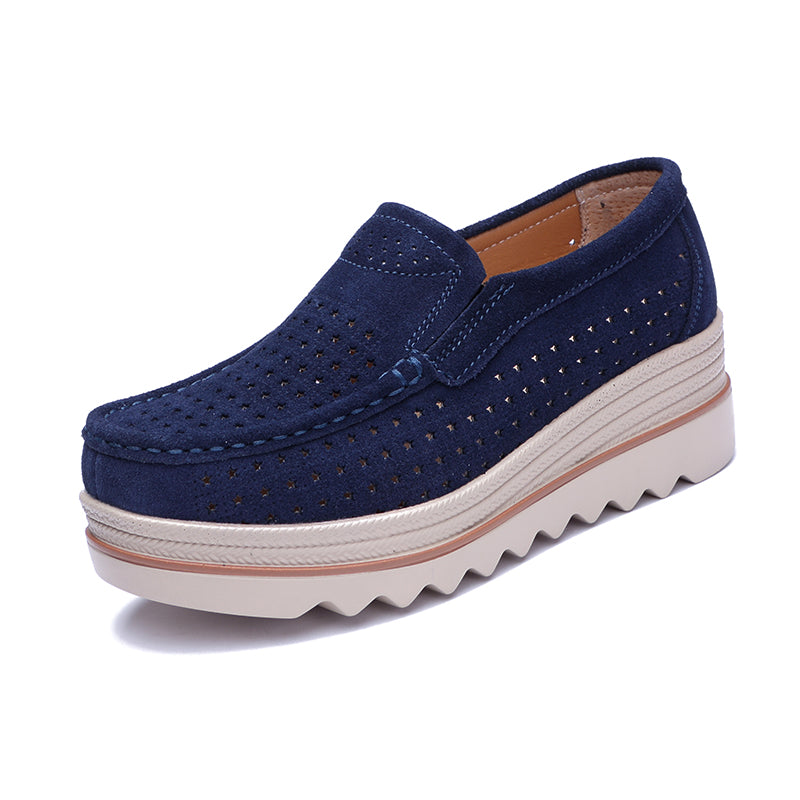 Mocasines con plataforma y motivos de estrellas caladas para mujer