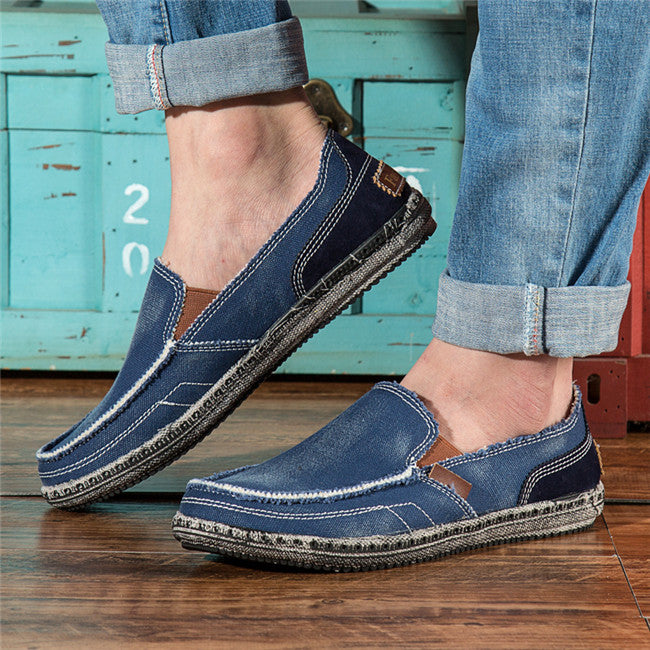 Mocasines informales de tela vaquera para hombre