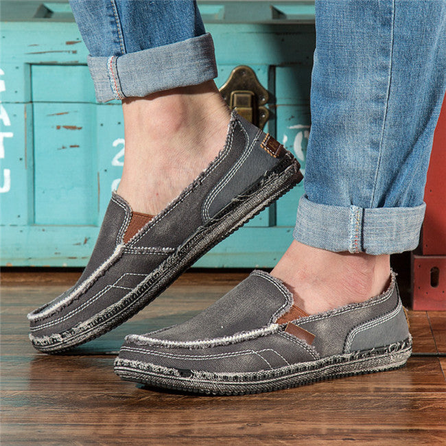 Mocasines informales de tela vaquera para hombre