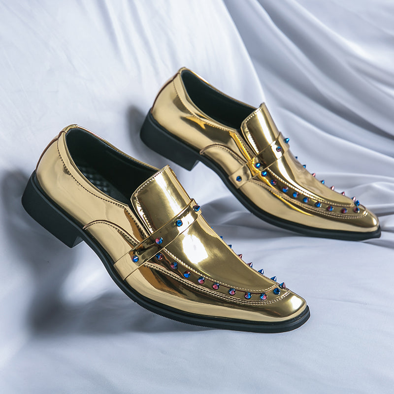 Mocasines dorados brillantes para hombre