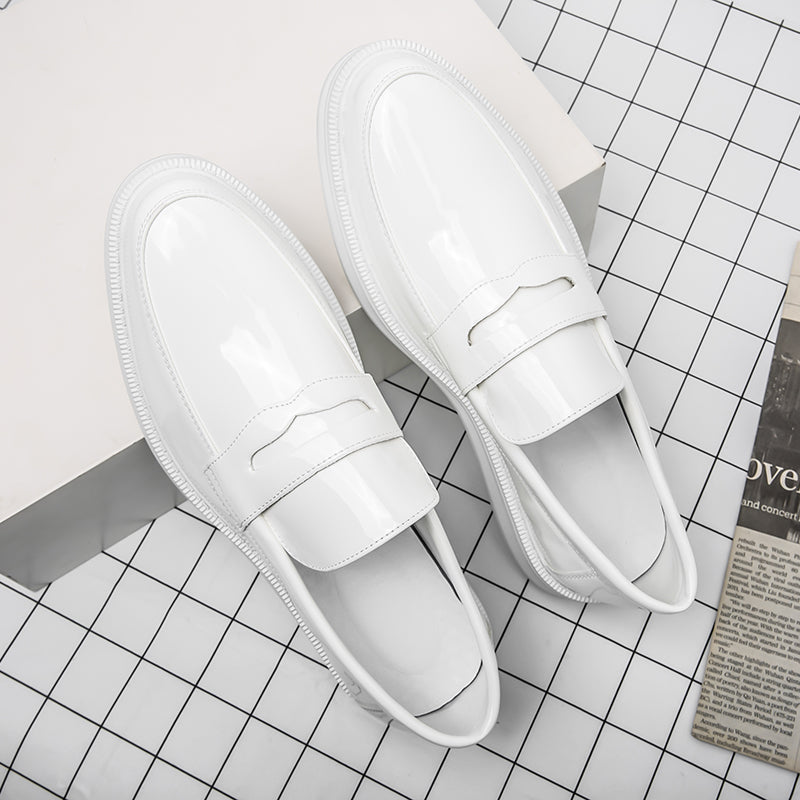 Mocasines de cuero sintético estilo formal en blanco para hombres