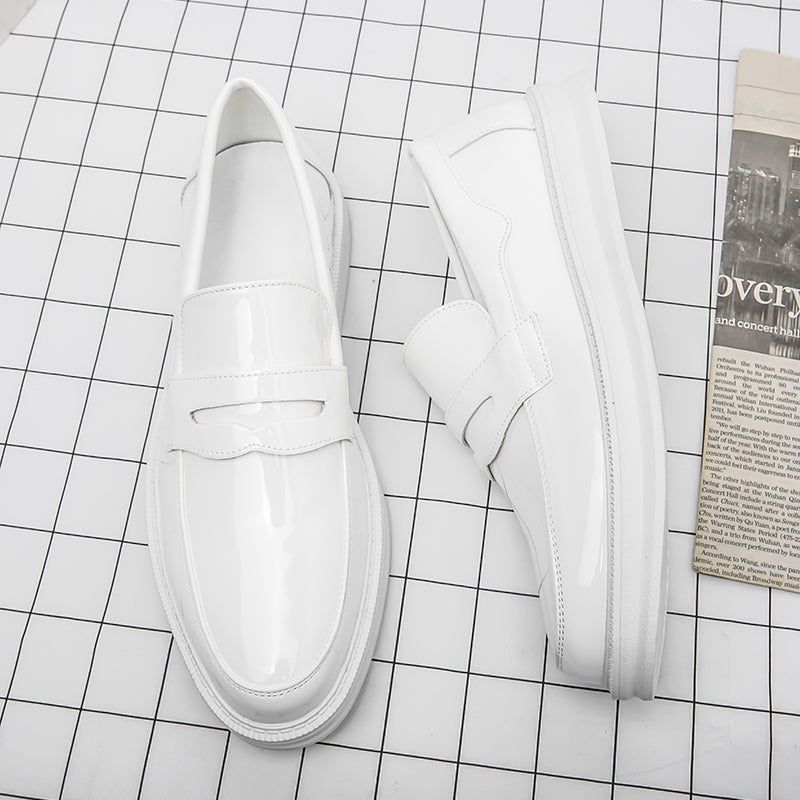 Mocasines de cuero sintético estilo formal en blanco para hombres
