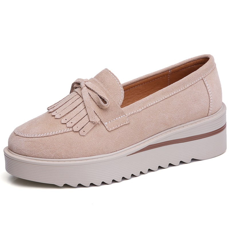 Mocasines de ante con plataforma compensada