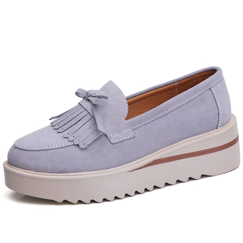Mocasines de ante con plataforma compensada