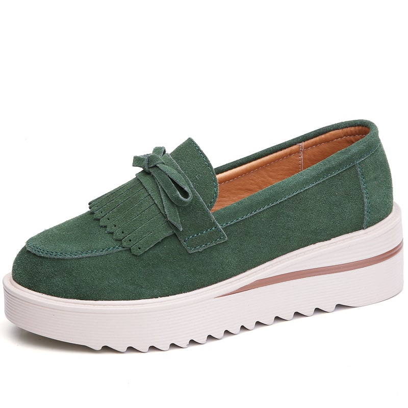 Mocasines de ante con plataforma compensada