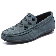 Mocasines de ante sintético con diseño original para hombre, Azul