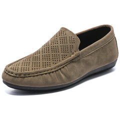 Mocasines de ante sintético con diseño original para hombre, Caqui