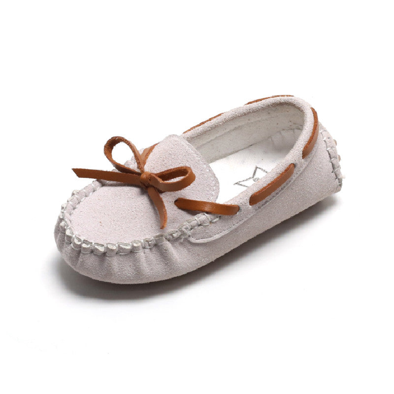 Mocasines de ante con lazo marrón para niños
